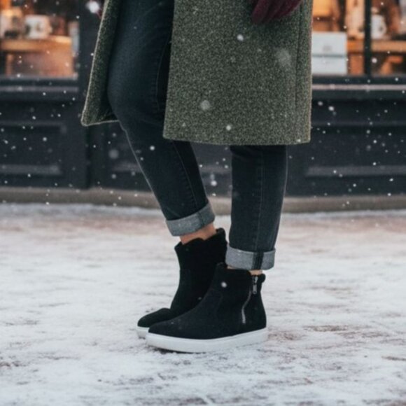 Izod 6.5 Boots Woman Mila Vegan Suede Zip-up Ankle Chukka Sneaker Winter Shoes - Picture 1 of 16